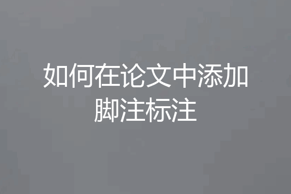 如何在论文中添加脚注标注
