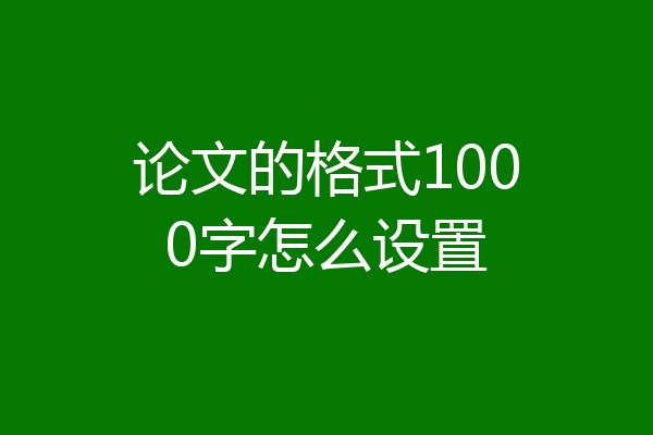 论文的格式1000字怎么设置