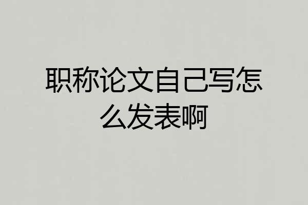 职称论文自己写怎么发表啊