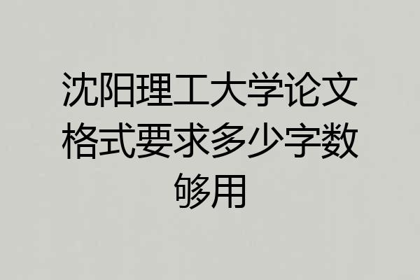 沈阳理工大学论文格式要求多少字数够用