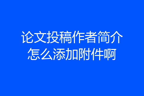 论文投稿作者简介怎么添加附件啊