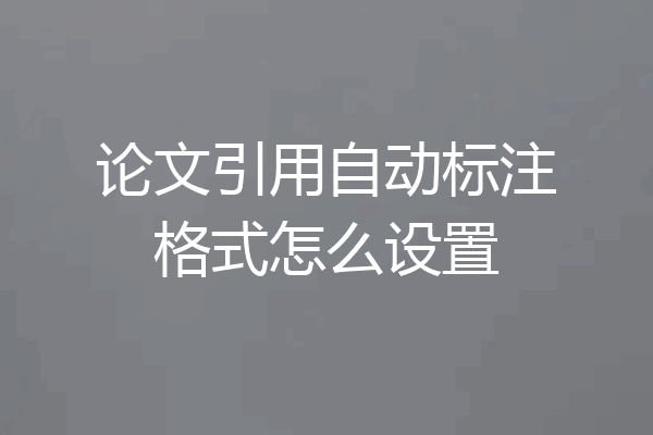 论文引用自动标注格式怎么设置