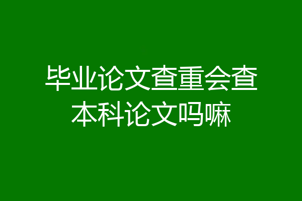 毕业论文查重会查本科论文吗嘛