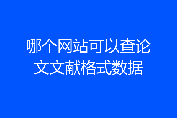 哪个网站可以查论文文献格式数据