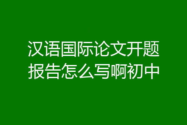 汉语国际论文开题报告怎么写啊初中