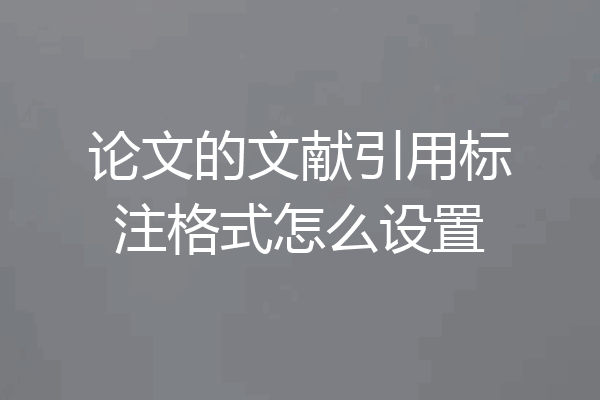 论文的文献引用标注格式怎么设置