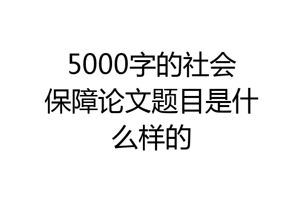 5000字的社会保障论文题目是什么样的