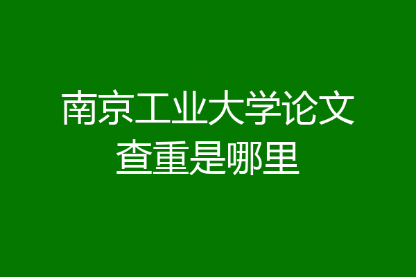 南京工业大学论文查重是哪里