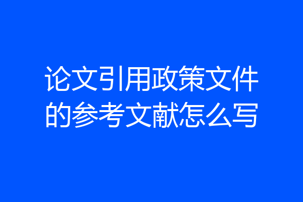 论文引用政策文件的参考文献怎么写