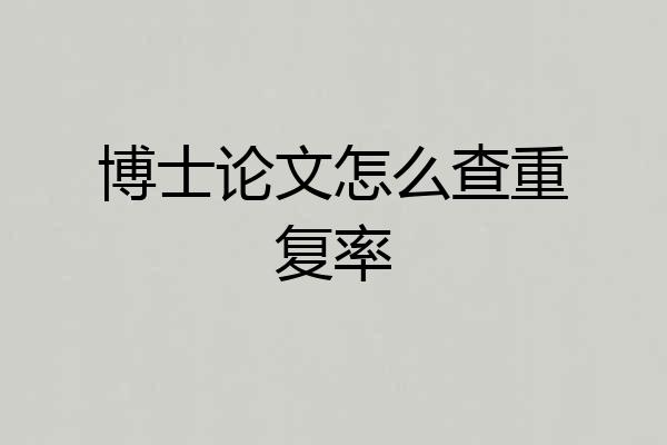 博士论文怎么查重复率