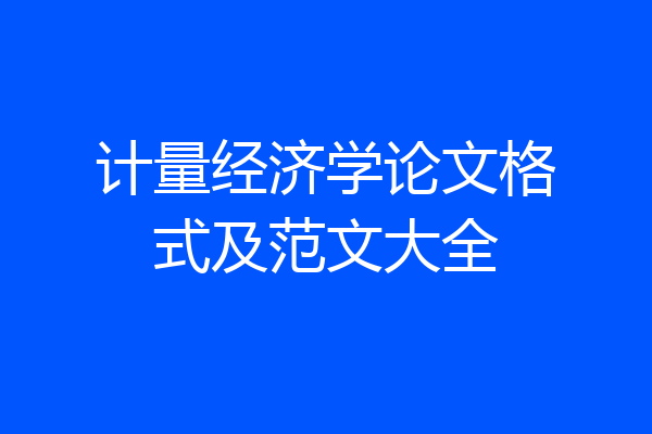 计量经济学论文格式及范文大全