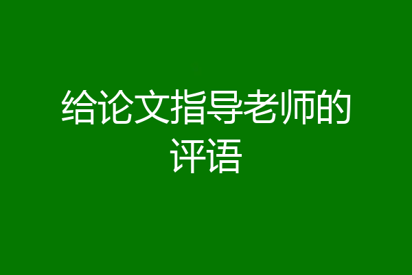 给论文指导老师的评语