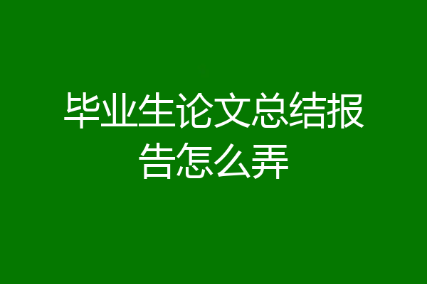 毕业生论文总结报告怎么弄