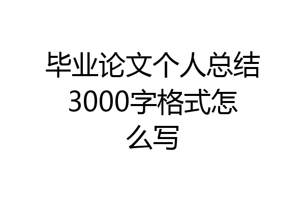 毕业论文个人总结3000字格式怎么写