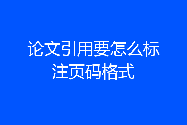 论文引用要怎么标注页码格式