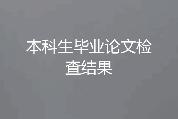 本科生毕业论文检查结果