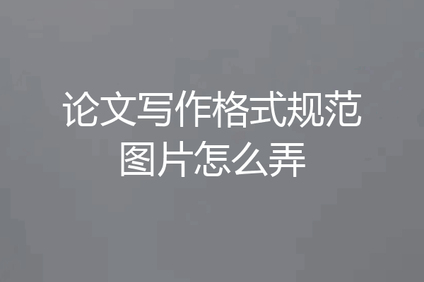 论文写作格式规范图片怎么弄