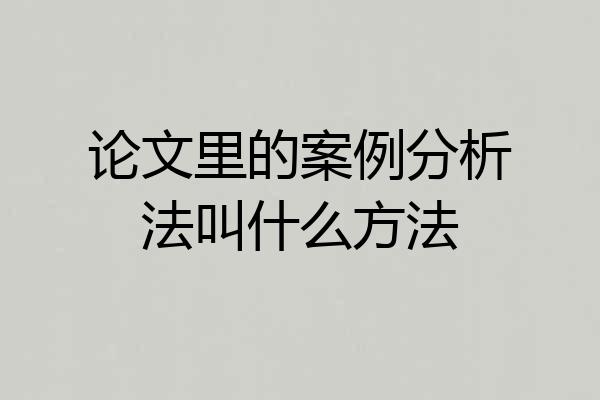 论文里的案例分析法叫什么方法