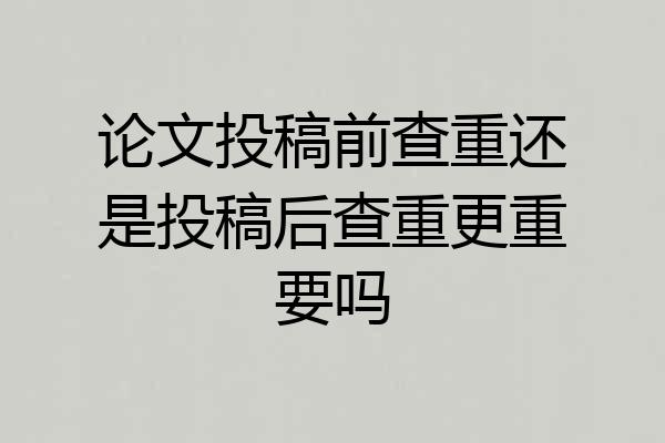 论文投稿前查重还是投稿后查重更重要吗