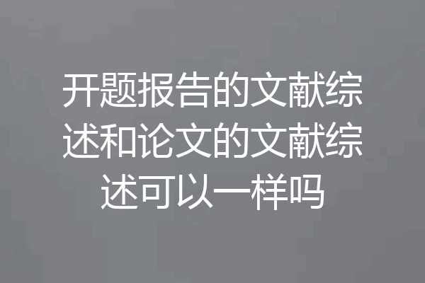 开题报告的文献综述和论文的文献综述可以一样吗