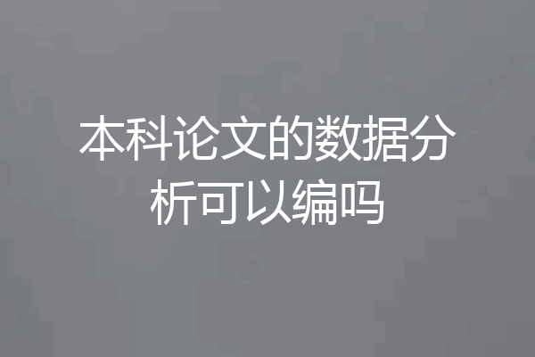 本科论文的数据分析可以编吗