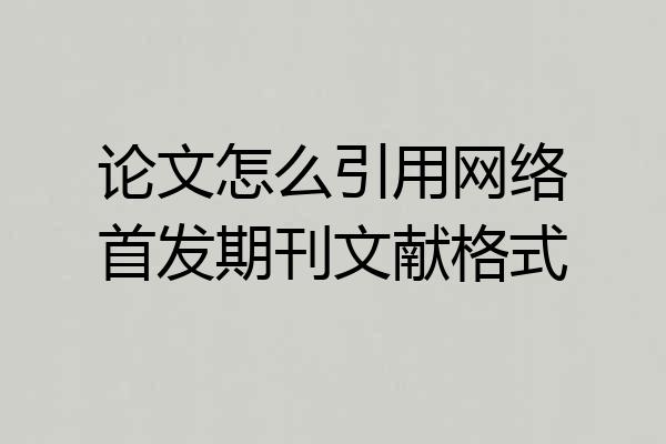 论文怎么引用网络首发期刊文献格式