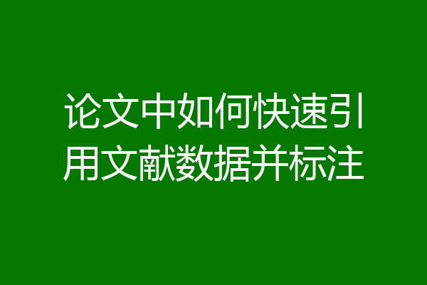 论文中如何快速引用文献数据并标注