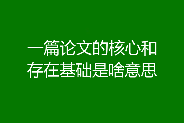 一篇论文的核心和存在基础是啥意思