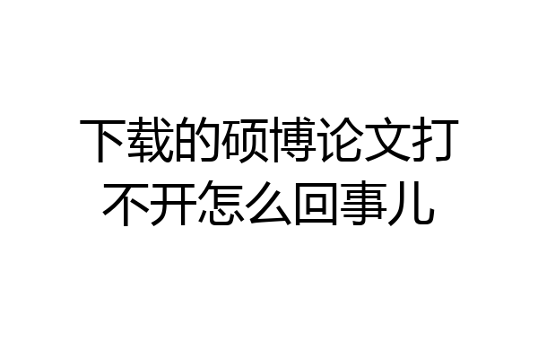 下载的硕博论文打不开怎么回事儿