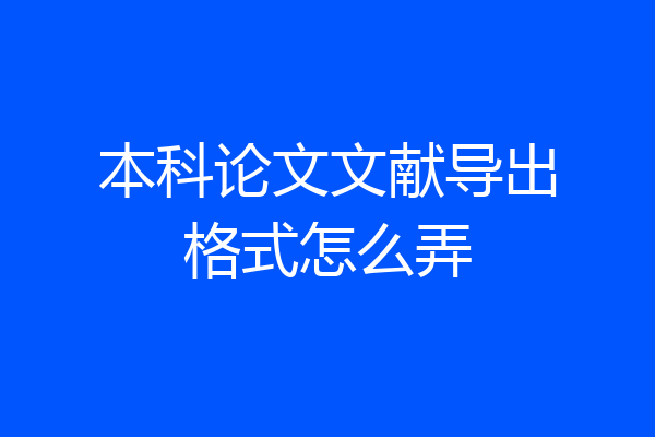 本科论文文献导出格式怎么弄