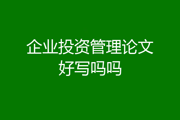 企业投资管理论文好写吗吗