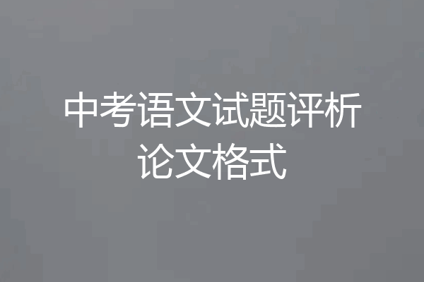 中考语文试题评析论文格式