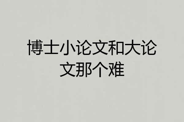 博士小论文和大论文那个难