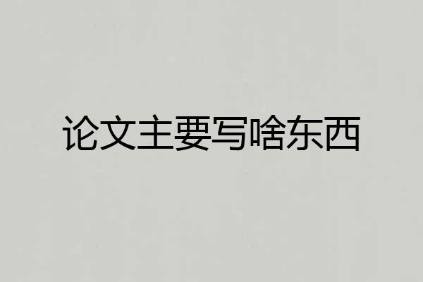 论文主要写啥东西