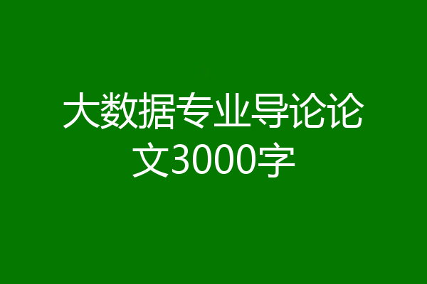 大数据专业导论论文3000字