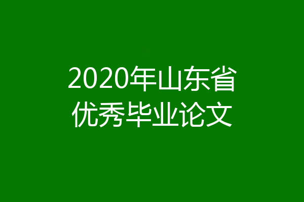 2020年山东省优秀毕业论文