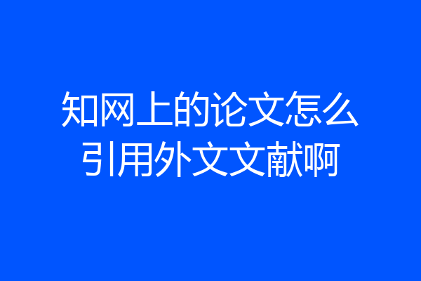 知网上的论文怎么引用外文文献啊