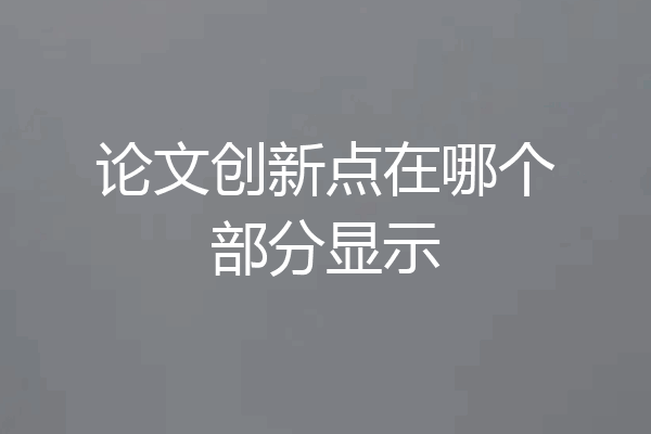 论文创新点在哪个部分显示
