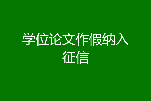 学位论文作假纳入征信