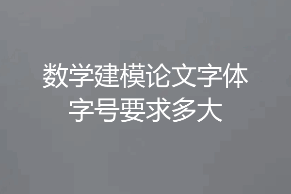 数学建模论文字体字号要求多大