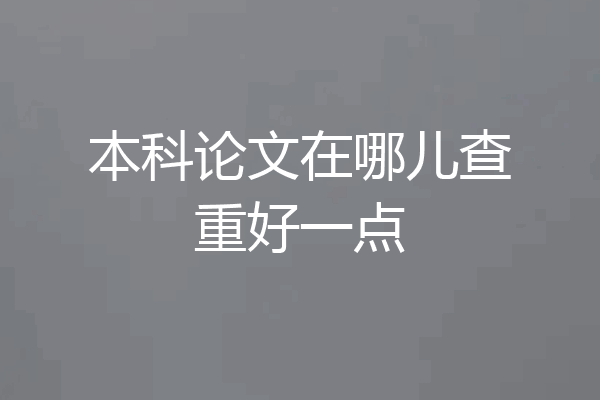 本科论文在哪儿查重好一点