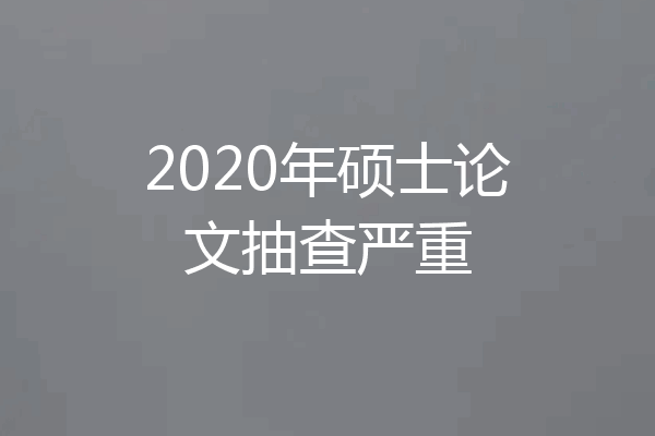 2020年硕士论文抽查严重