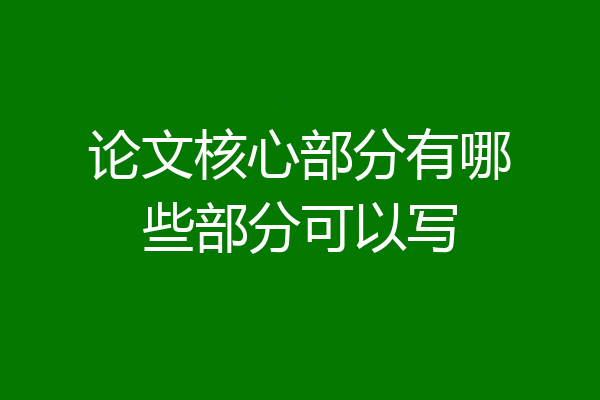 论文核心部分有哪些部分可以写