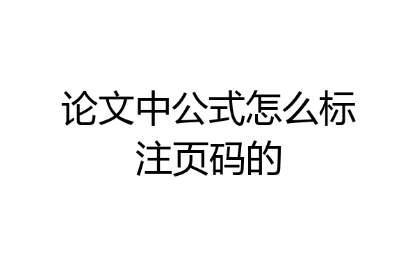 论文中公式怎么标注页码的