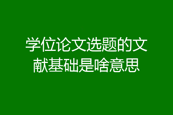 学位论文选题的文献基础是啥意思