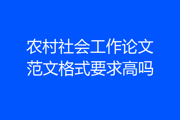 农村社会工作论文范文格式要求高吗