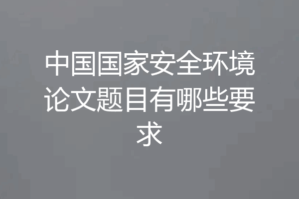 中国国家安全环境论文题目有哪些要求
