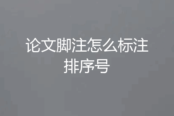 论文脚注怎么标注排序号