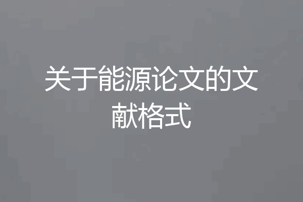 关于能源论文的文献格式