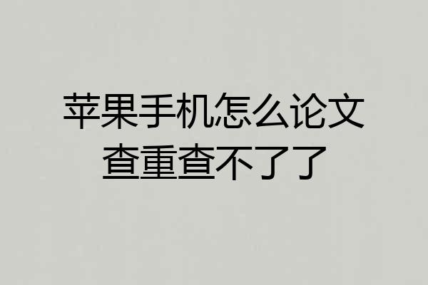 苹果手机怎么论文查重查不了了